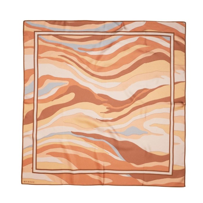 Karmelowa apaszka jedwabna 88x88 cm Desert Flow Amber – 100% jedwab twill 14 momme
