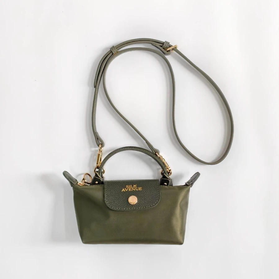 mini torebka shopper oliwkowa Silk Avenue elegancka mała torebka damska z paskiem
