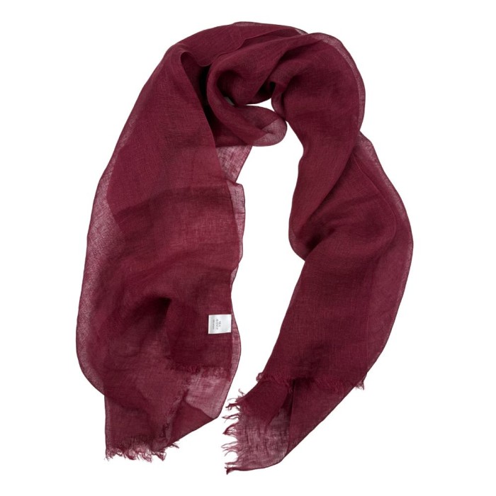 Bordowy szal lniany Bordowe Wino 180x65 cm wykonany w 100% z wysokiej jakości lnu