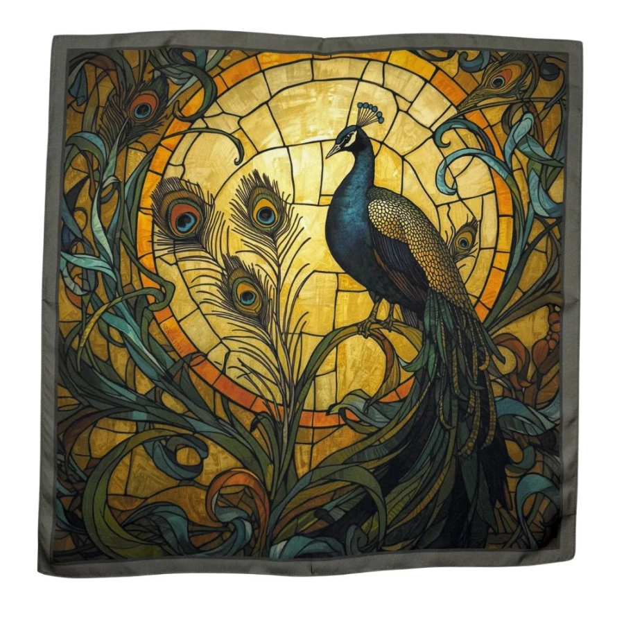 Gawroszka jedwabna Paw Art Nouveau 53x53 cm