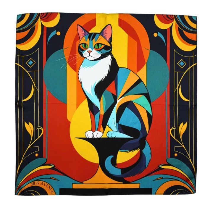 Gawroszka jedwabna The Cat 53x53 cm z motywem kota