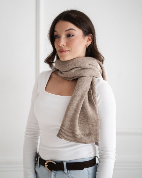 Szalik damski i narzutka 2w1 – 100% wełny, taupe_2.jpg