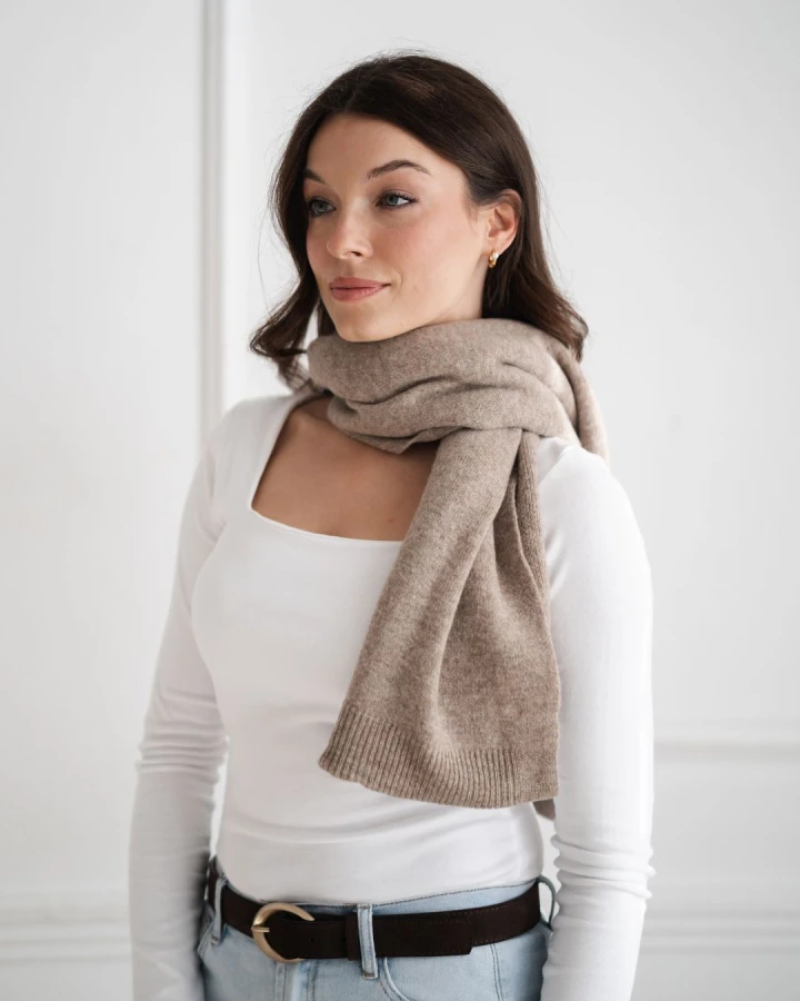 Szalik damski i narzutka 2w1 – 100% wełny, taupe_2.jpg