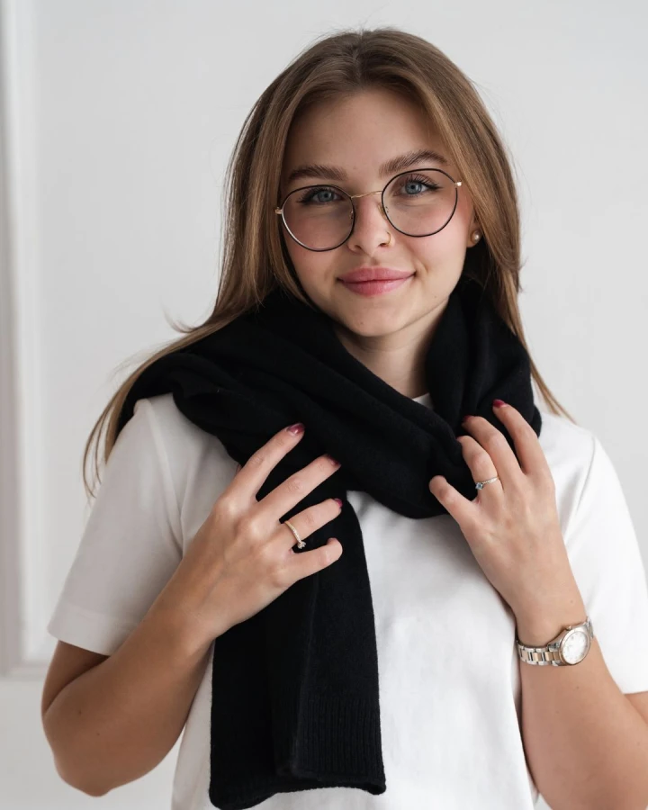 Szalik damski i narzutka 2w1 – 100% wełny, czarny_1.jpg