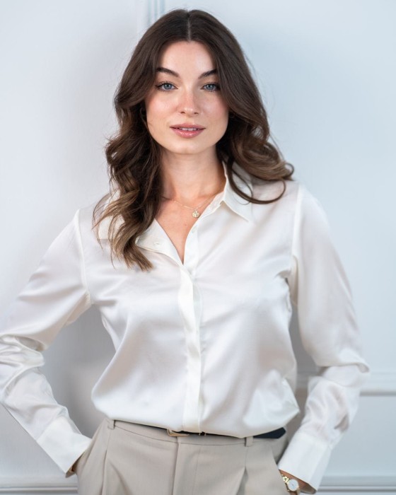 Jedwabna koszula Silk Avenue Flex Silk w kroju Regular – przód