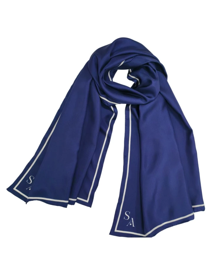 jedwabny szall z twill'u classic navy