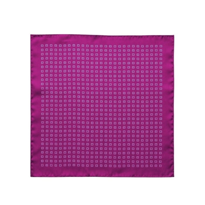 Magenta jedwabna poszetka z geometrycznym wzorem